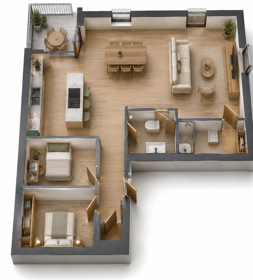 Exemple d'appartement 2 chambres