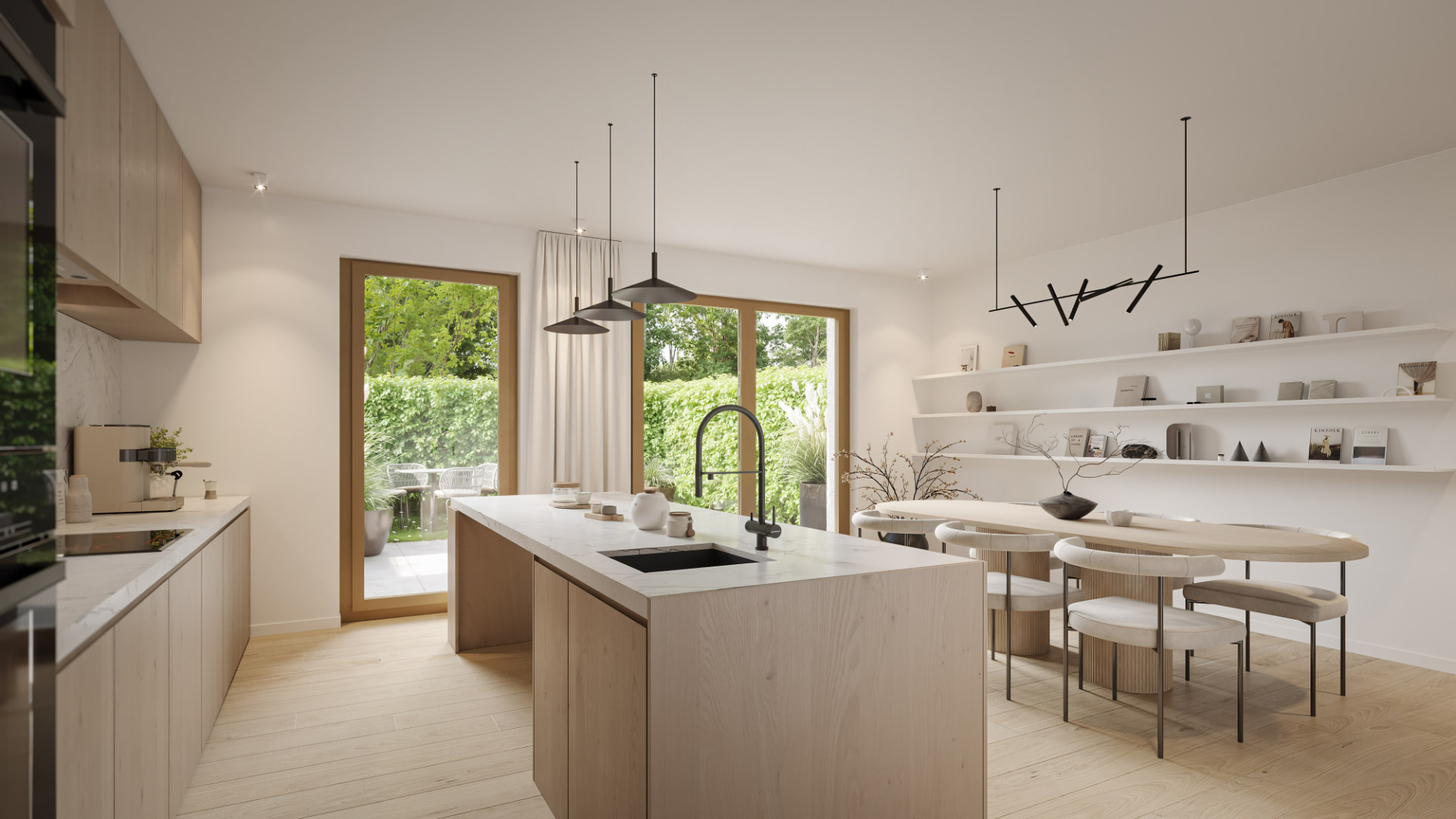 Maisons — cuisine ouverte avec îlot central