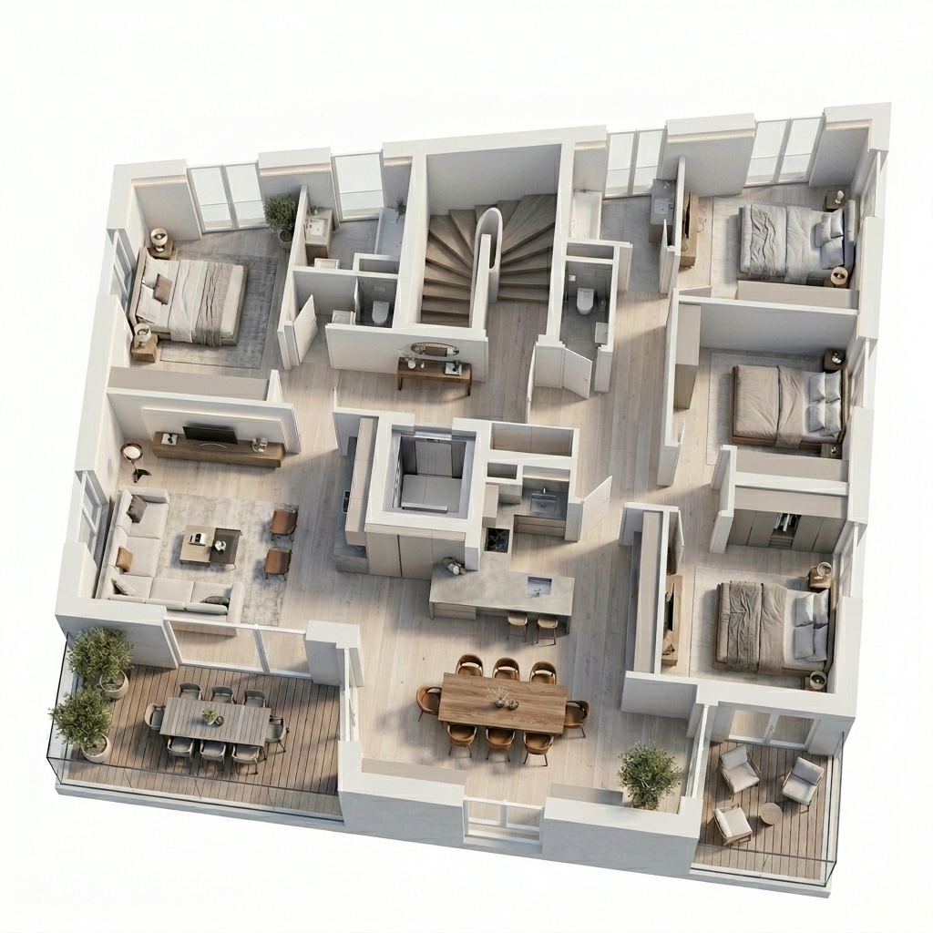 Exemple d'appartement 4 chambres
