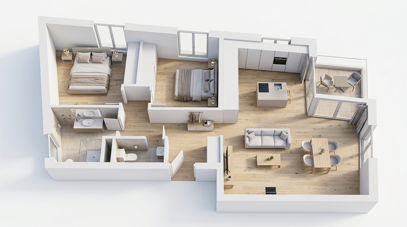 Exemple d'appartement 2 chambres